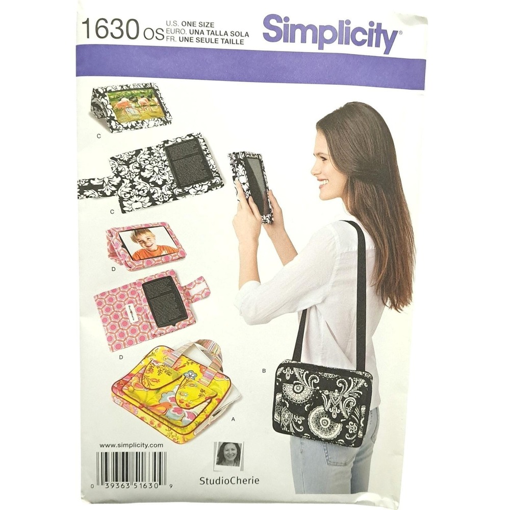 Simplicity‎ 1630 Sewing Pattern OS Multi Tech Tablet E-Reader Case Shoulder Bag
